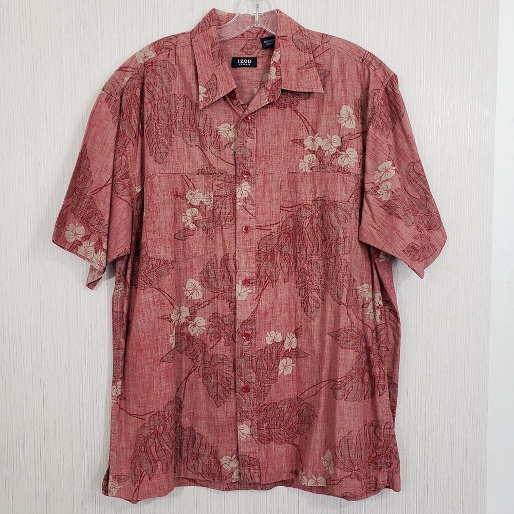 Izod jeans‎ Hawaiian print short sleeve button up casual shirt